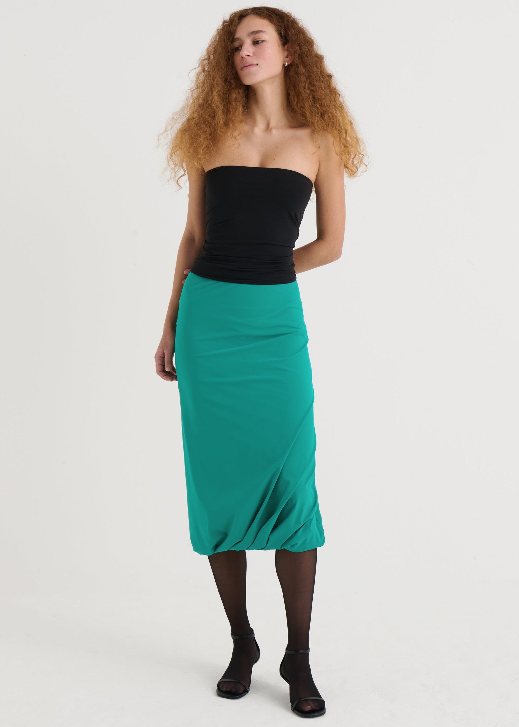 Twisted midi skirt, Teal