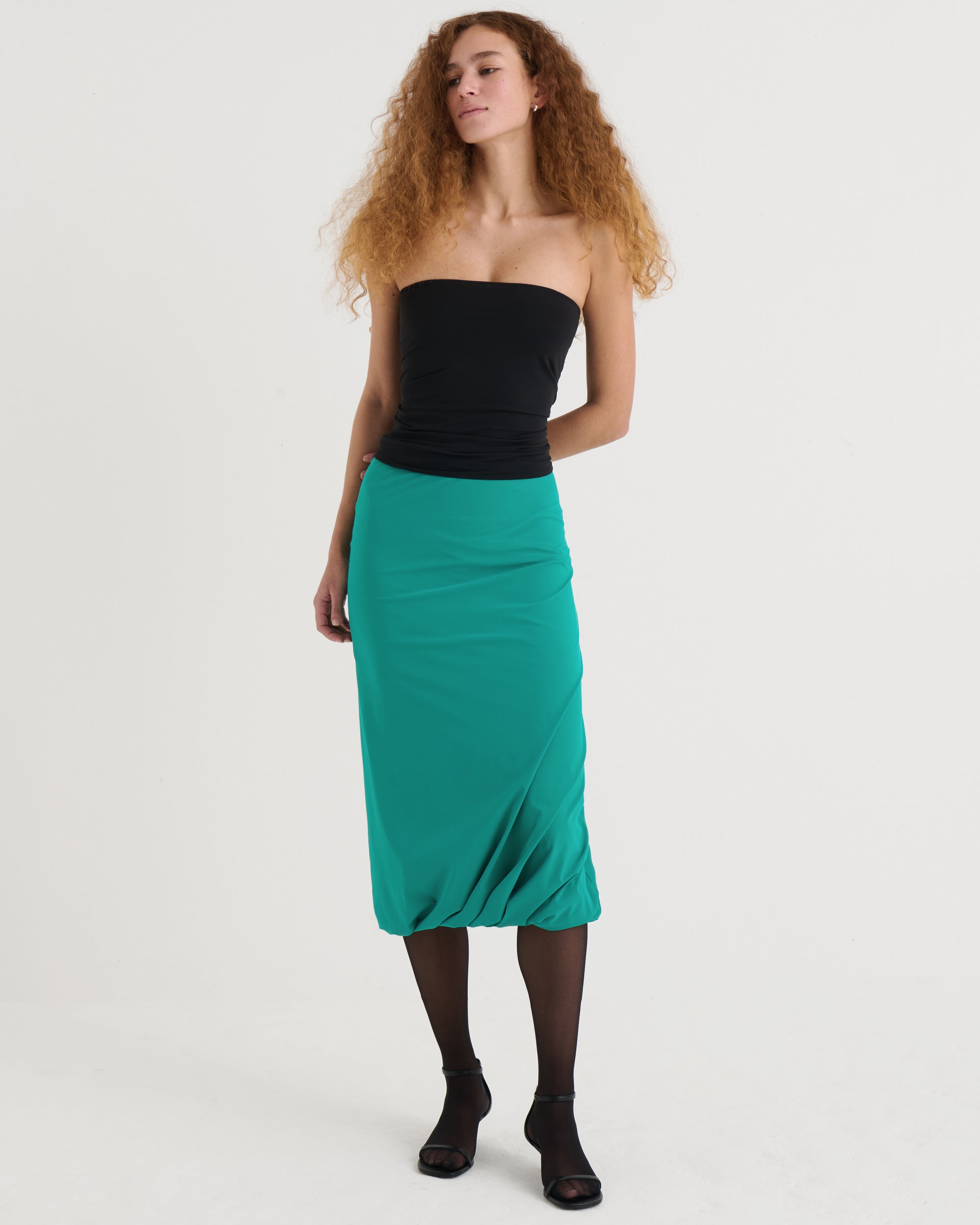 Twisted midi skirt, Teal