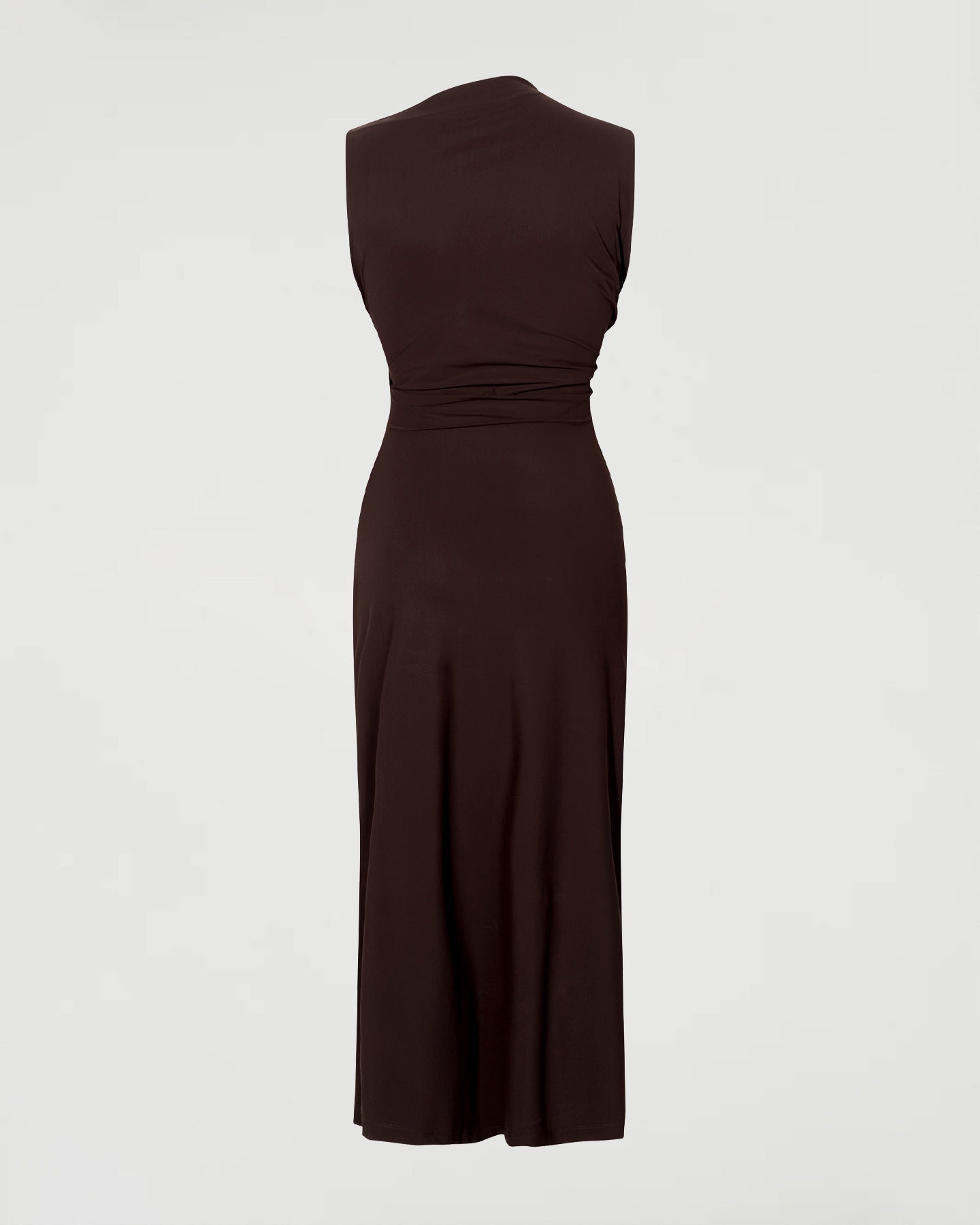 Asymmetric midi dress, Cocoa