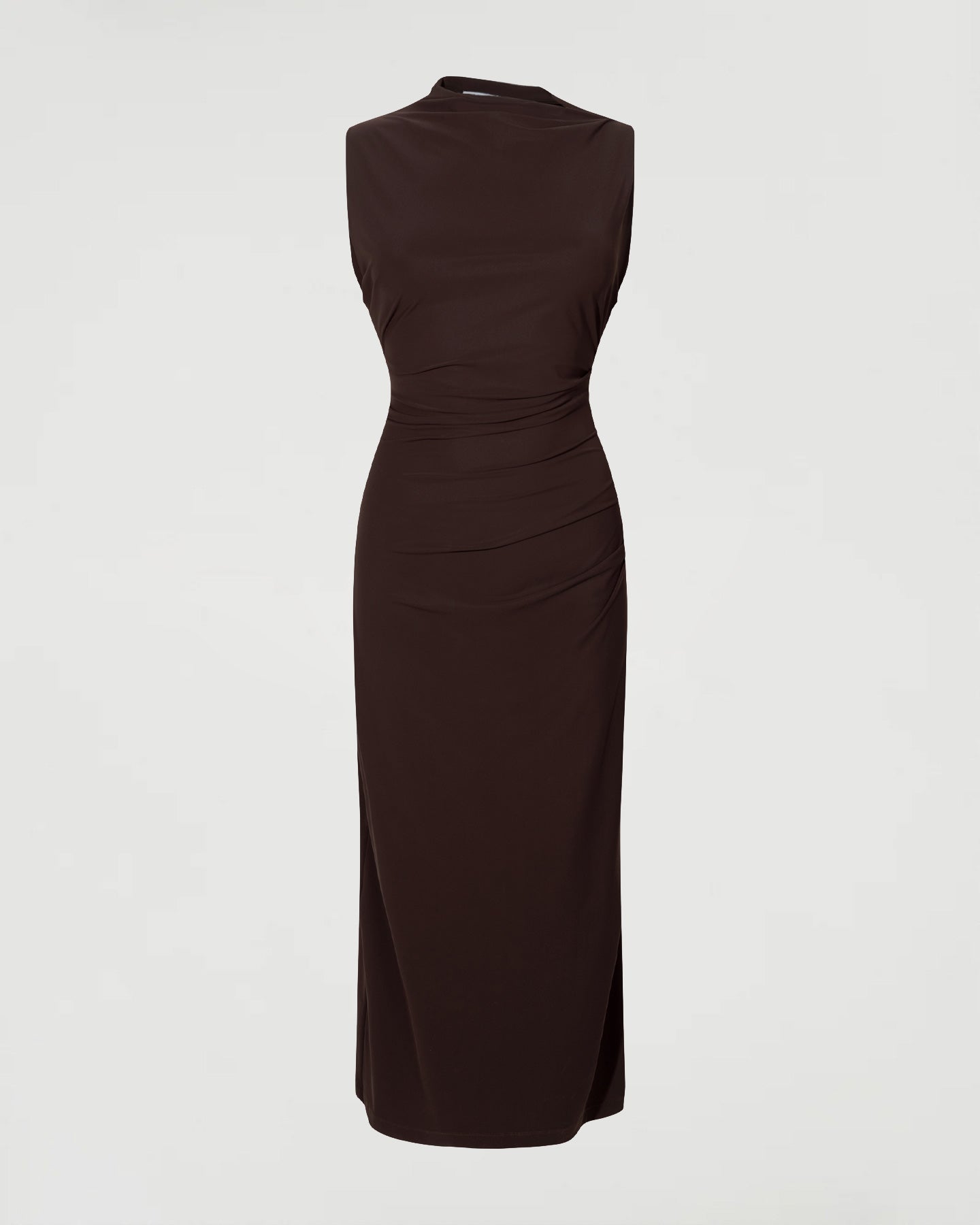 Asymmetric midi dress, Cocoa