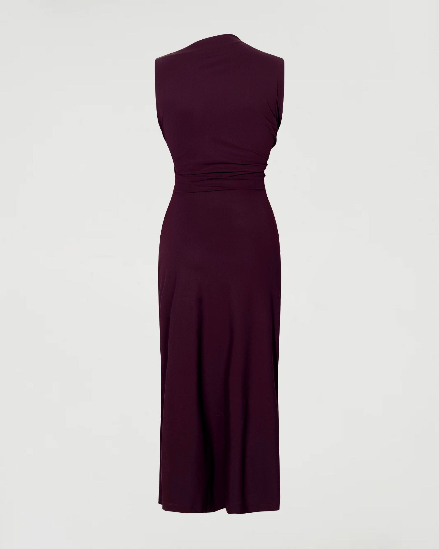 Asymmetric midi dress, Plum