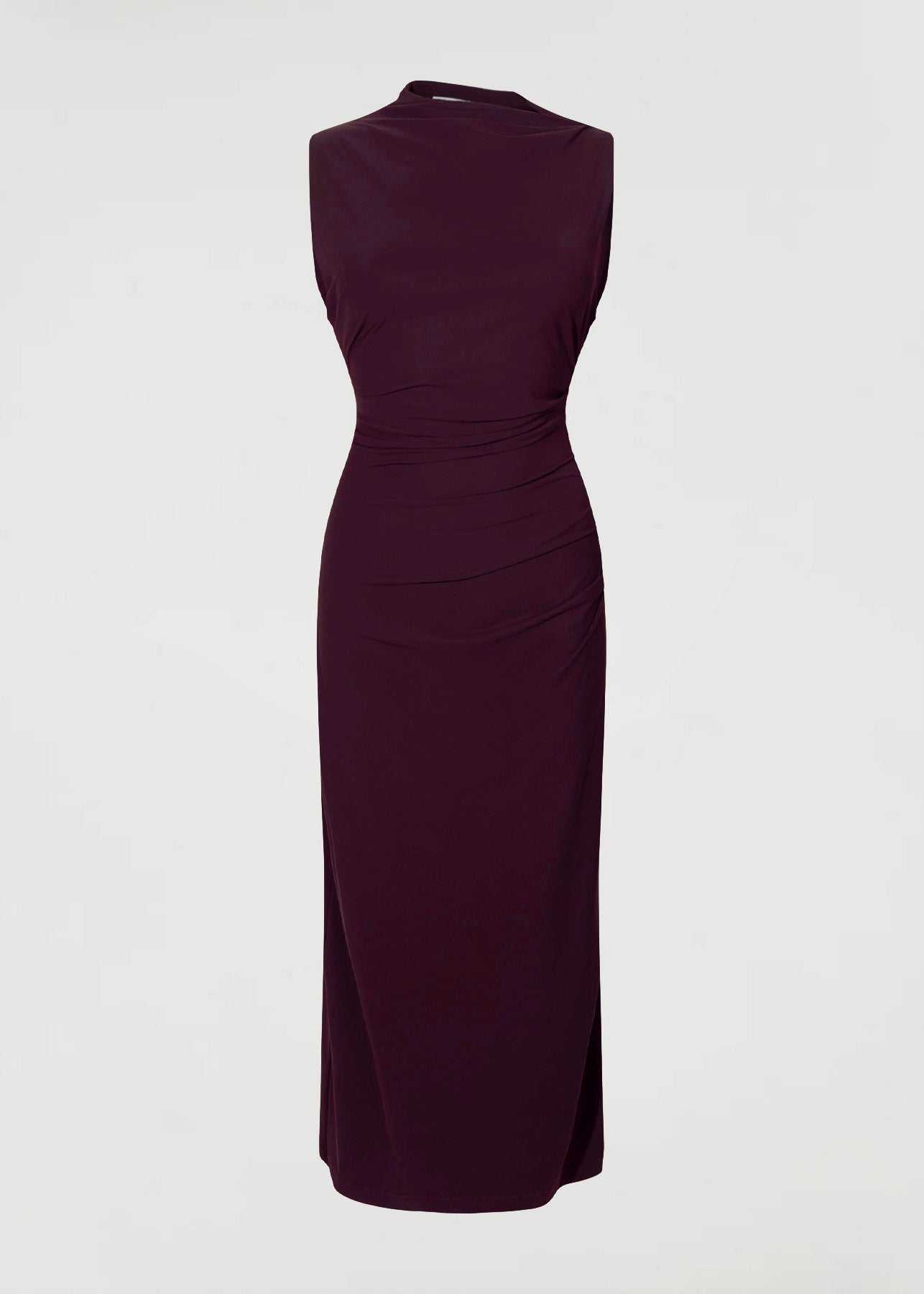Asymmetric midi dress, Plum