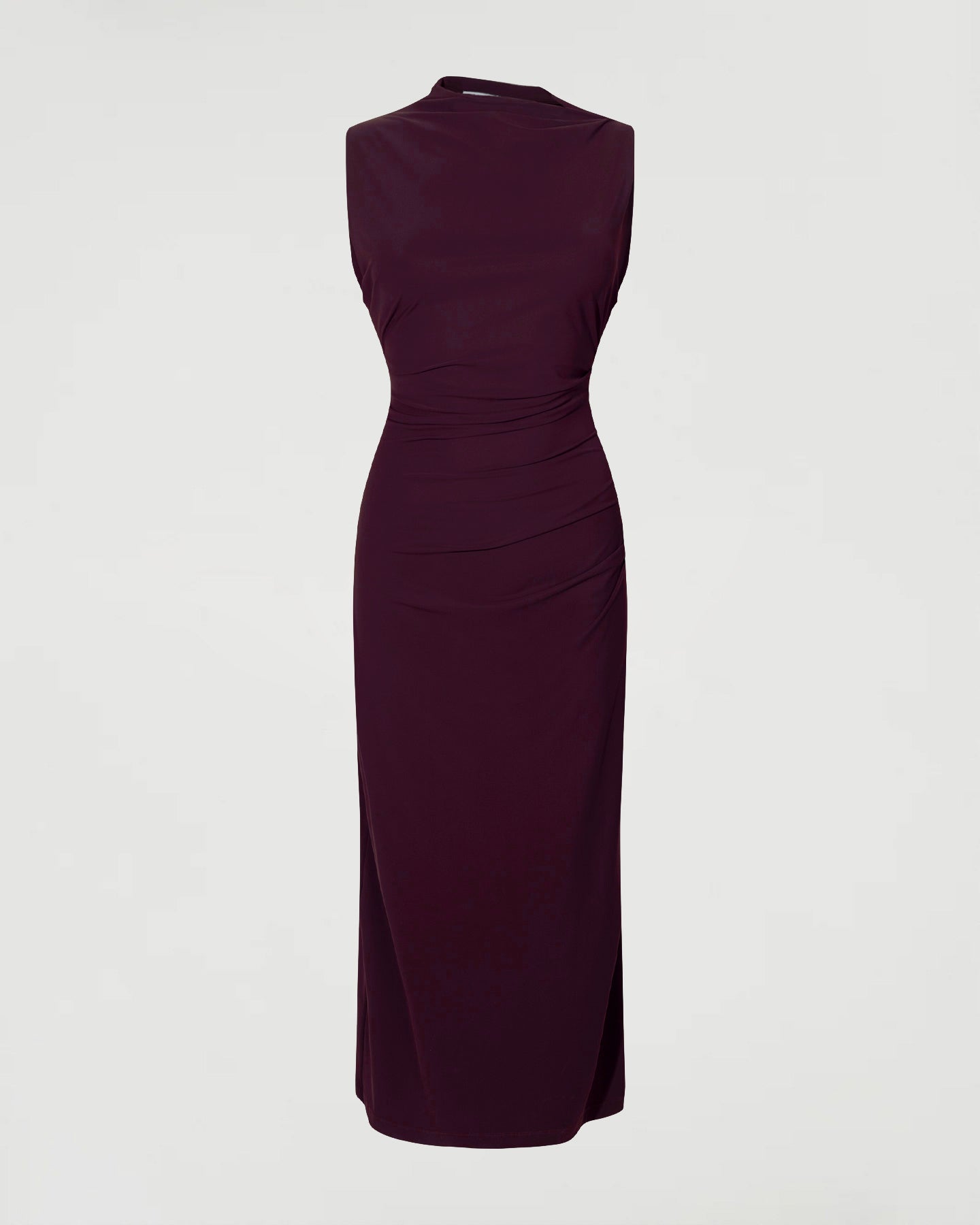 Asymmetric midi dress, Plum