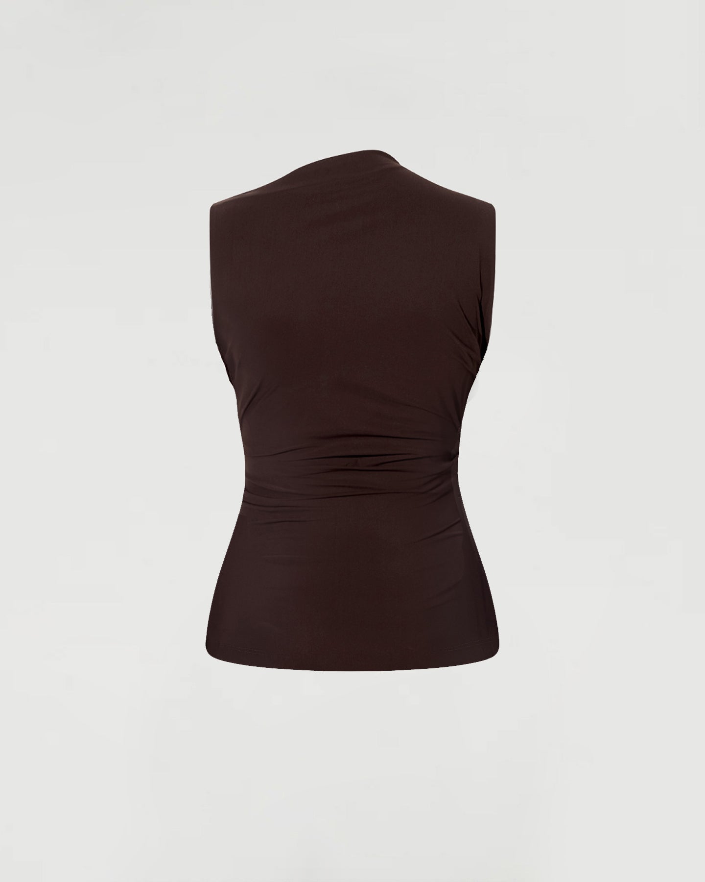Asymmetric sleeveless top, Cocoa