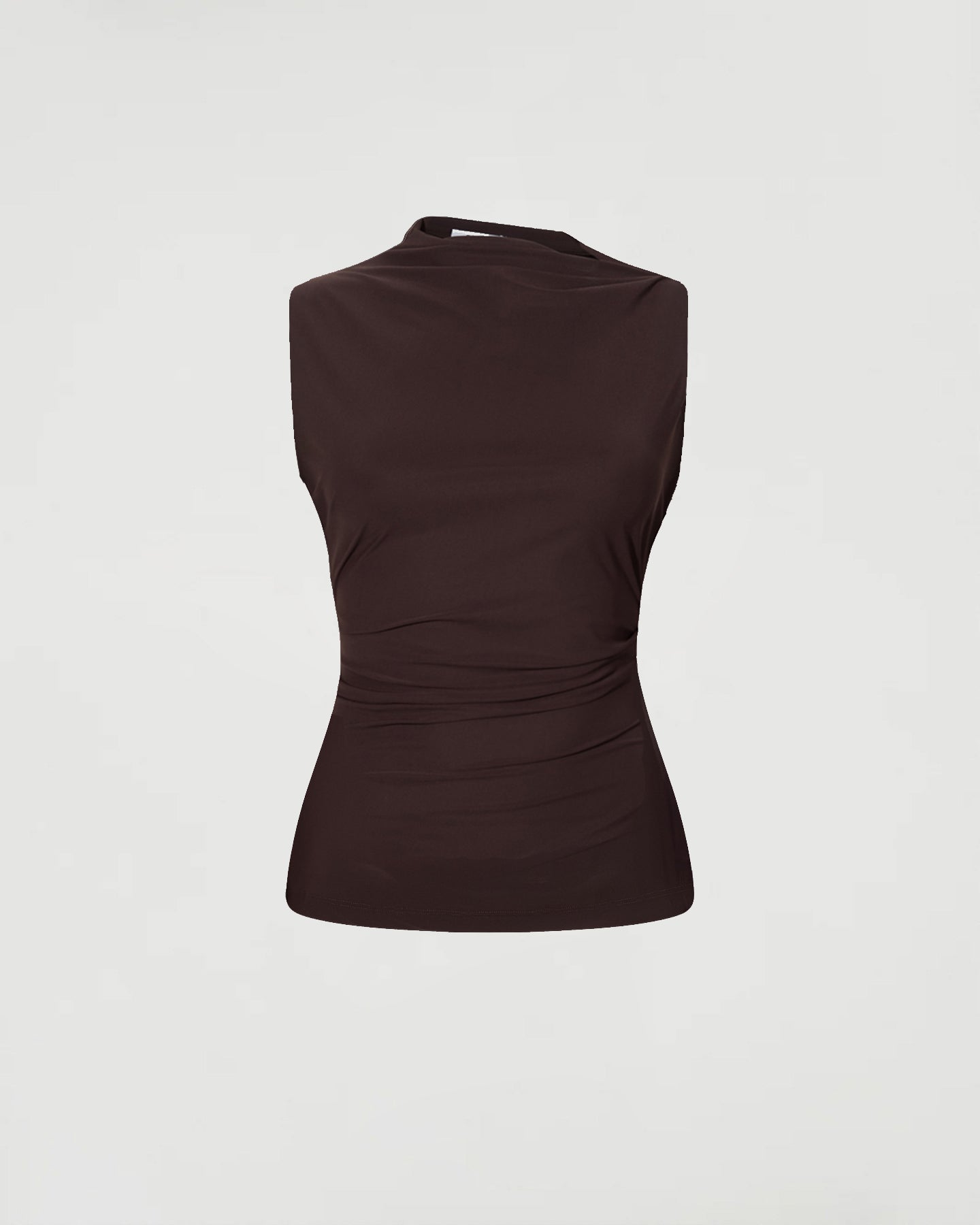 Asymmetric sleeveless top, Cocoa