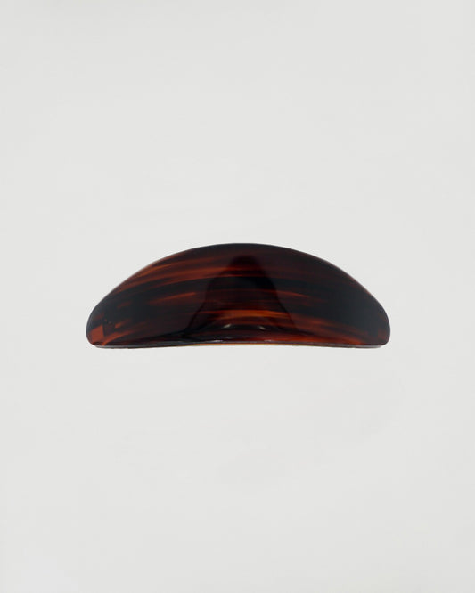 Oval curved hair barrette, Brown