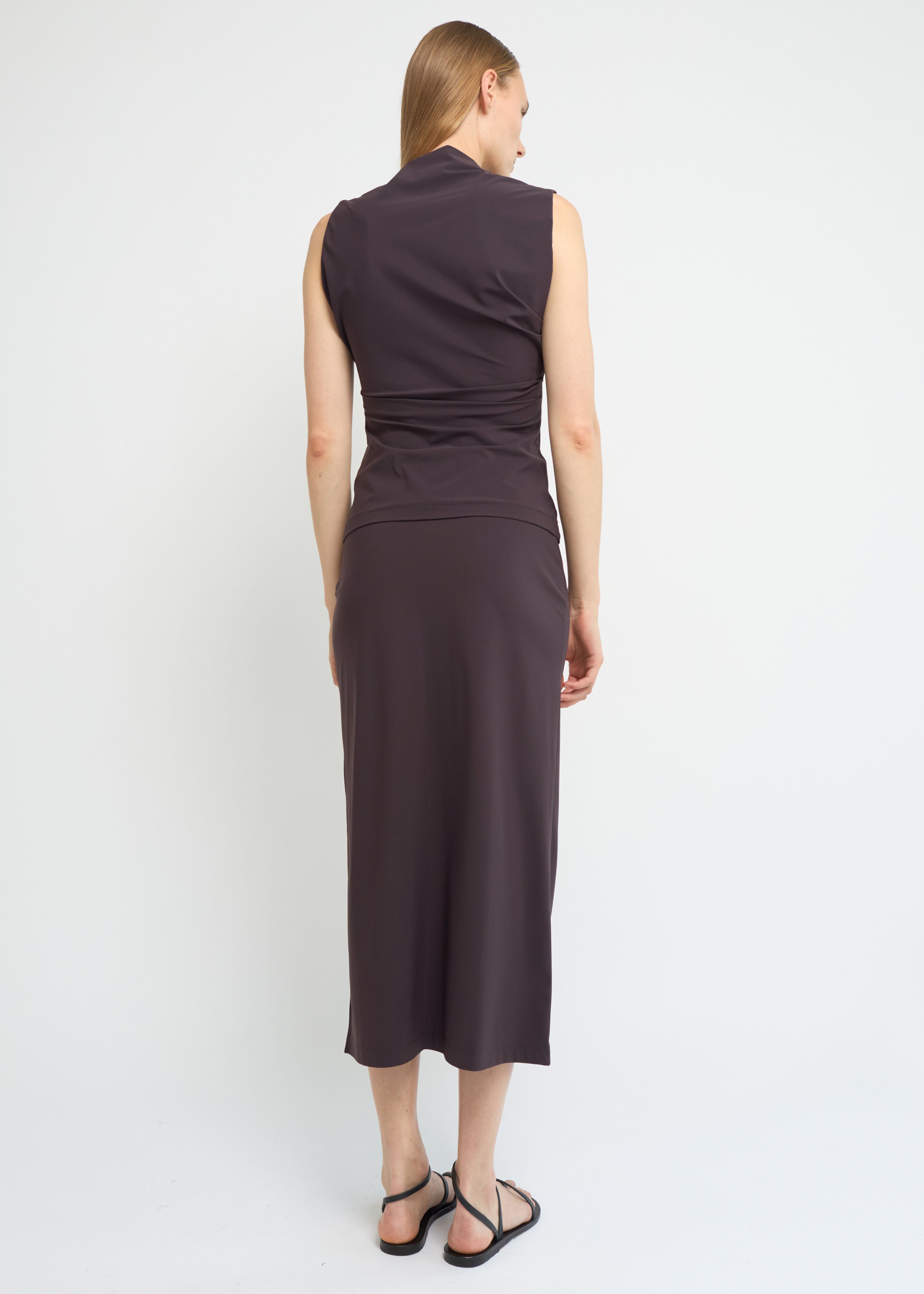 Fig asymmetric mid-length skirt in recycled Italian jersey