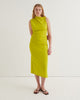 Asymmetric midi dress, Chartreuse