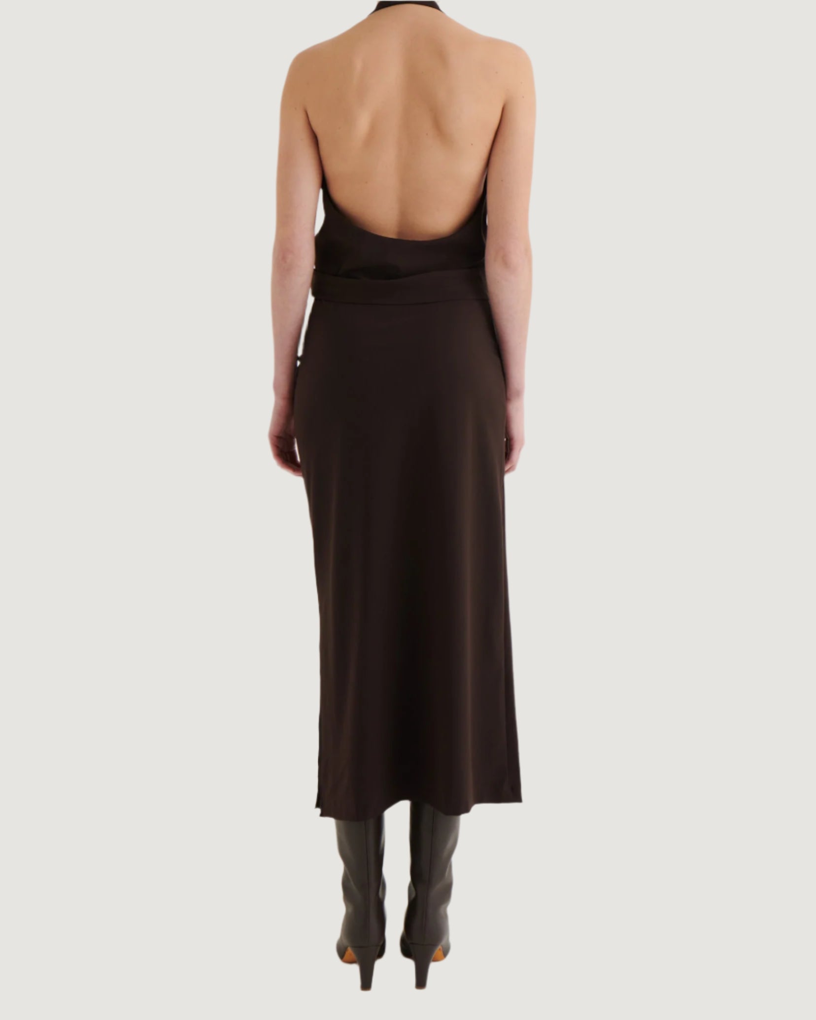 Side-split midi skirt, Cocoa