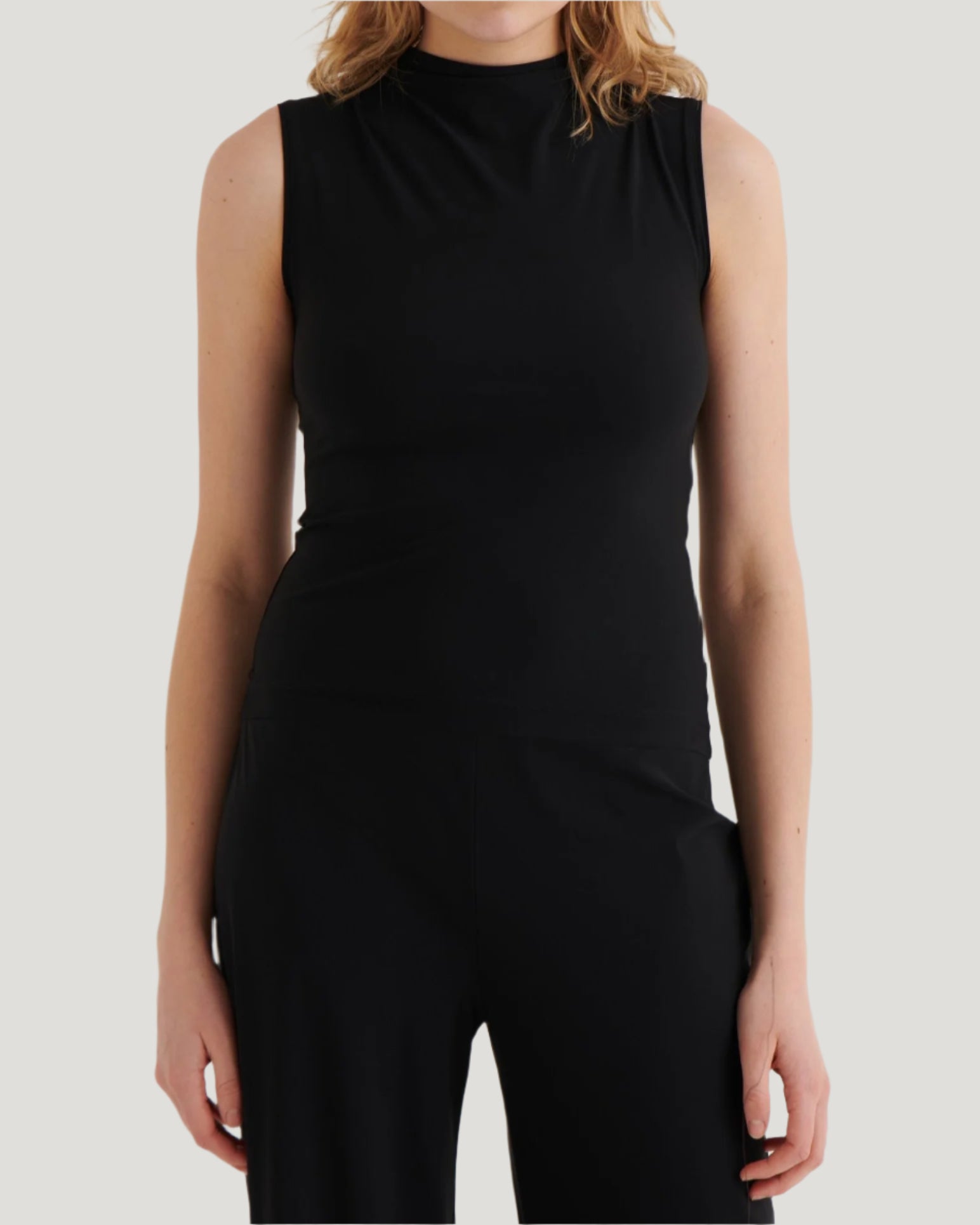 Sleeveless cowl neck top, Black