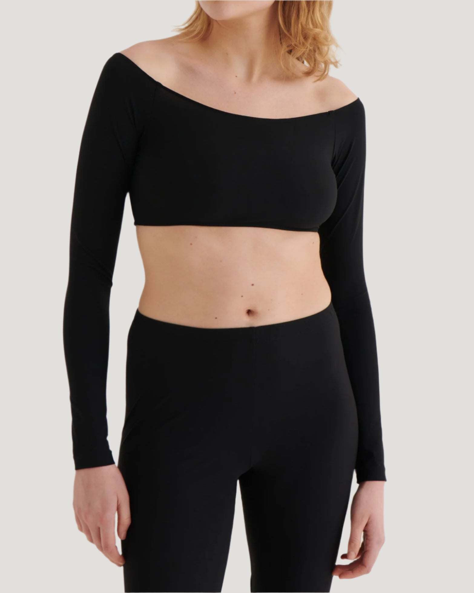 Cropped off shoulder top, Black