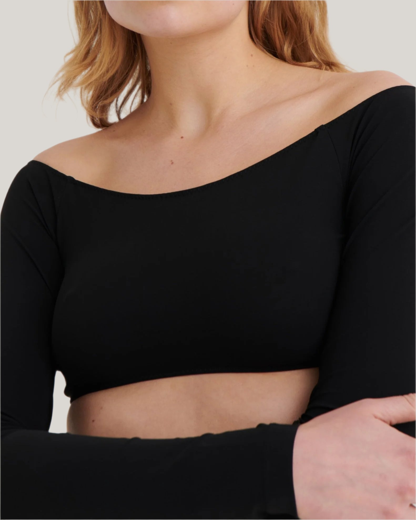 Cropped off shoulder top, Black