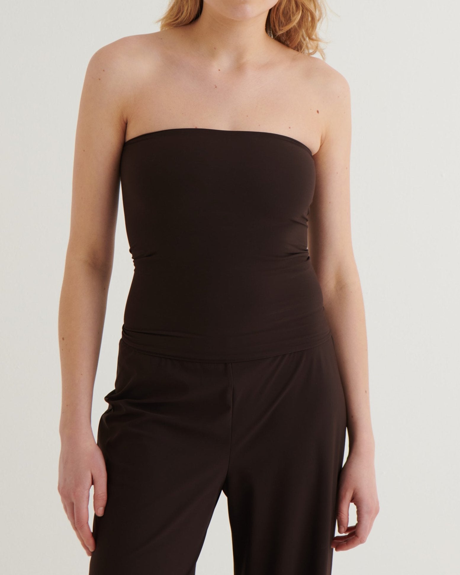 Strapless bandeau top, Cocoa